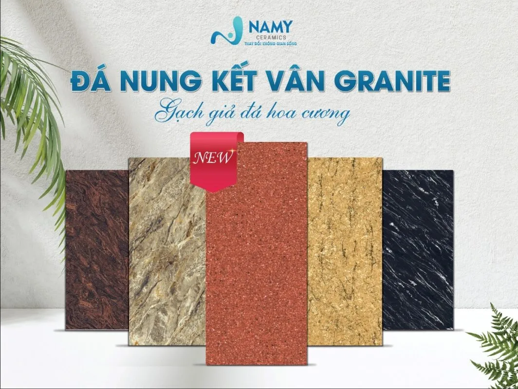 Gạch giả đá hoa cương – đá nung kết vân granite là một trong những mẫu đá mới nhất và bán chạy tại NAMY Ceramics
