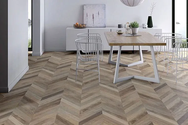 Gạch lát thẻ xương cá rất phù hợp ốp phòng ngủ