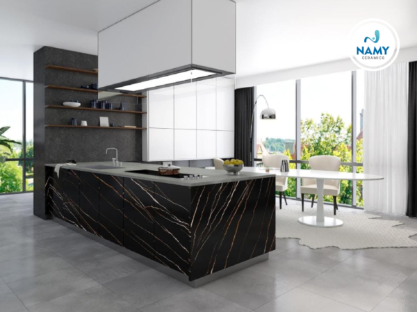 Đá nung kết bề mặt nhám màu đen sang trọng