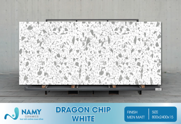 Dragon Chip White - mẫu đá nung kết men matt rất thích hợp cho khu vực nhà tắm và vệ sinh